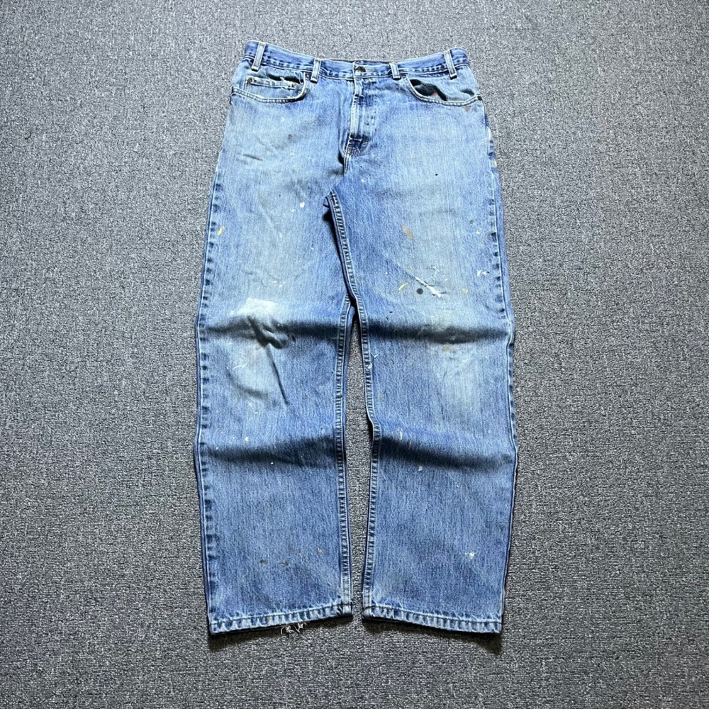 Vintage Kirkland Jeans 36x32 Blue Paint Splatter Distressed Workwear‎ Denim